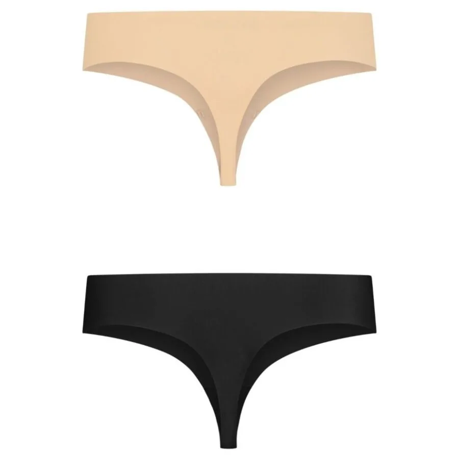 Bye-Bra Invisible Seamless Thong 2-Pack – Beige & Svart | Storlek L