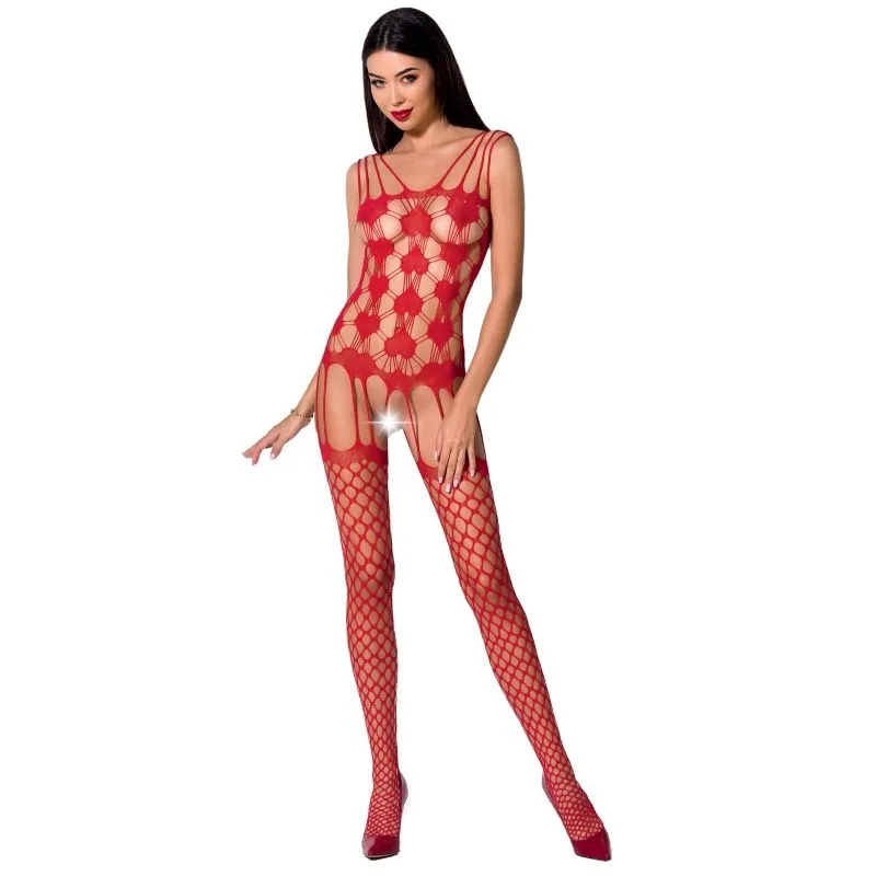 Passion BS067 Red Lace Bodystocking with Open Crotch – One Size