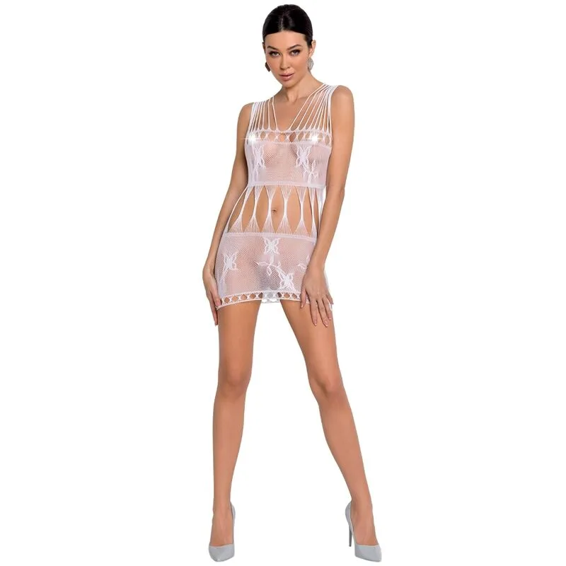 Passion BS090 Vit Spets Mesh Bodystocking – One Size Fits Most
