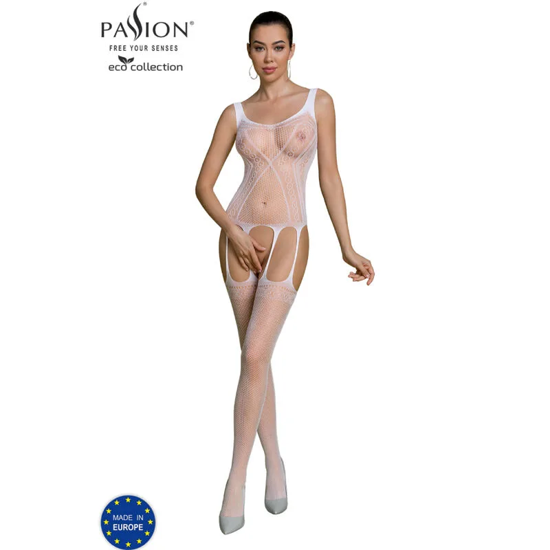 Passion Eco Collection Bodystocking BS007 – Hållbar Stretchlingerie, Vit