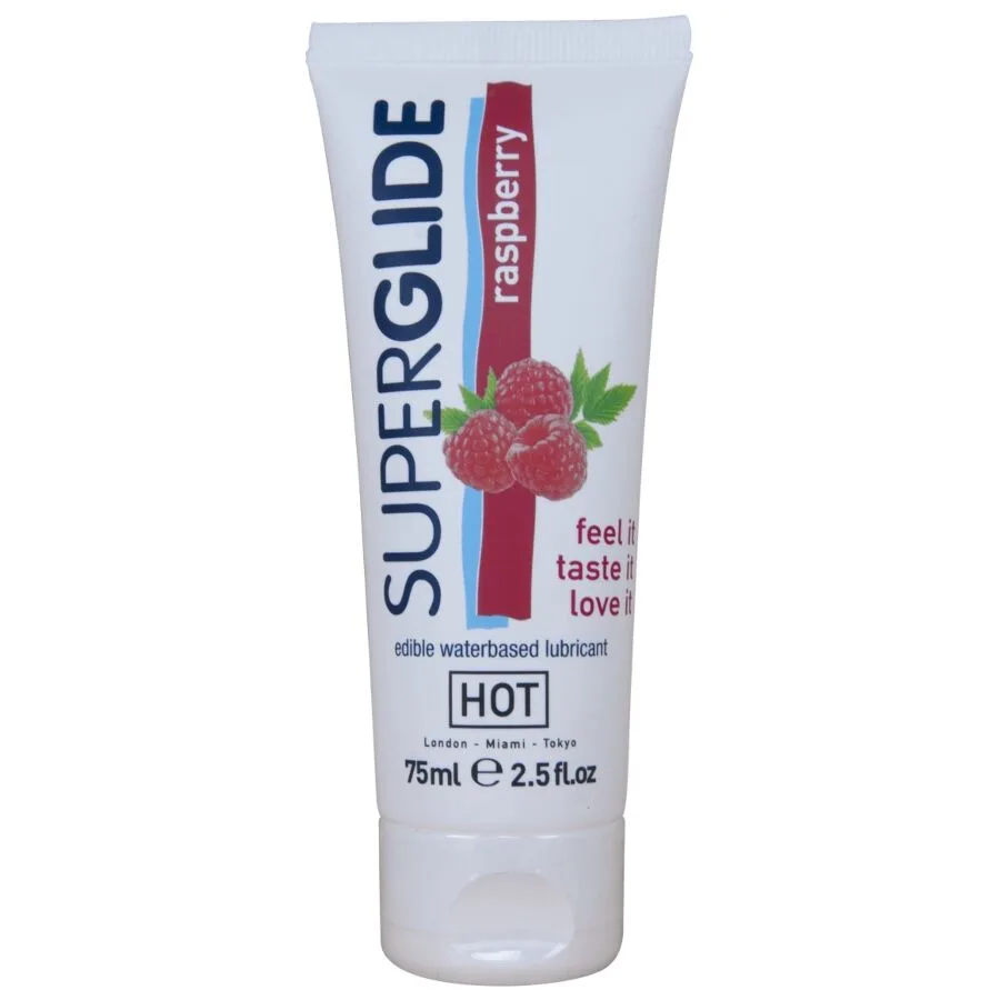 HOT Superglide Ätbart Vattenbaserat Glidmedel – Hallonsmak – 75 ml