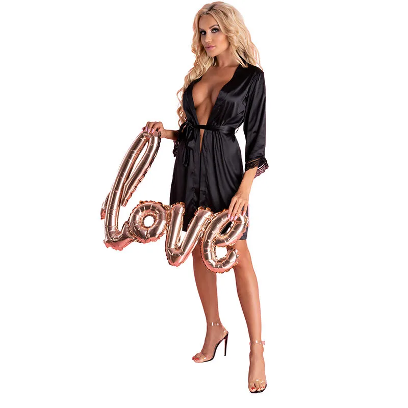 Livco Corsetti Fashion - Ariladyen LC 90568 Dressing Gown & Panty Set in Black – Size L/XL