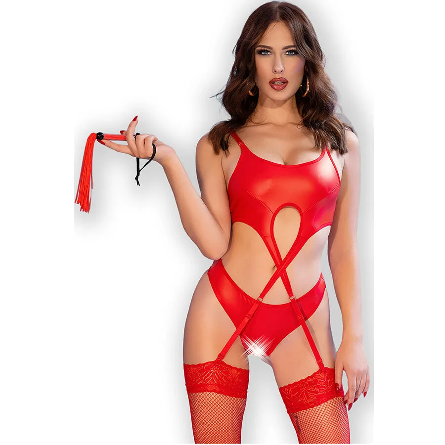 Chilirose CR 4625 Four-Piece Crotchless Lingerie Set – Red, Size M