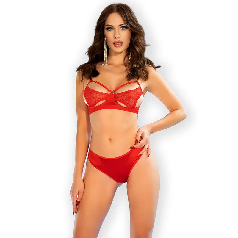 Chilirose CR 4676 Two-Piece Lingerie Set – Red, Size M