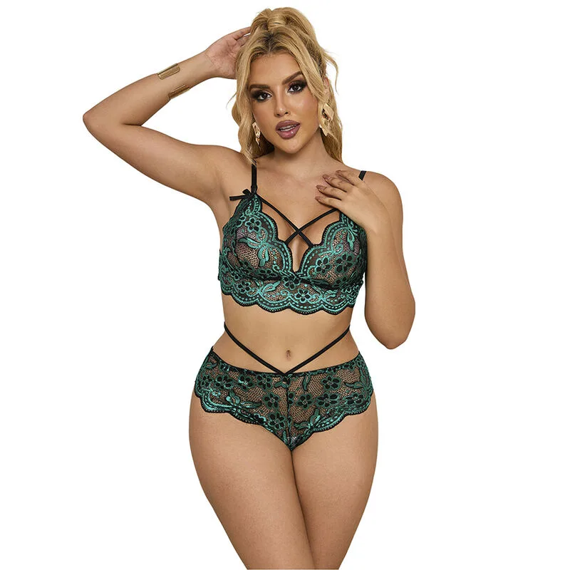Subblime 954086 Lace Bra and Panty Set – Green | Size S/M