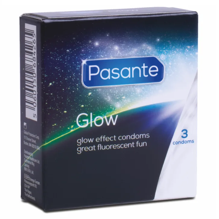 Pasante Glow in the Dark Kondomer – Förpackning med 3