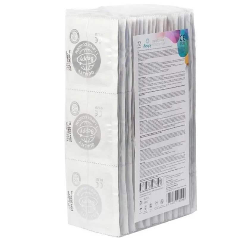 Beppy Natural Rubber Latex Condoms – Bulk Pack of 72