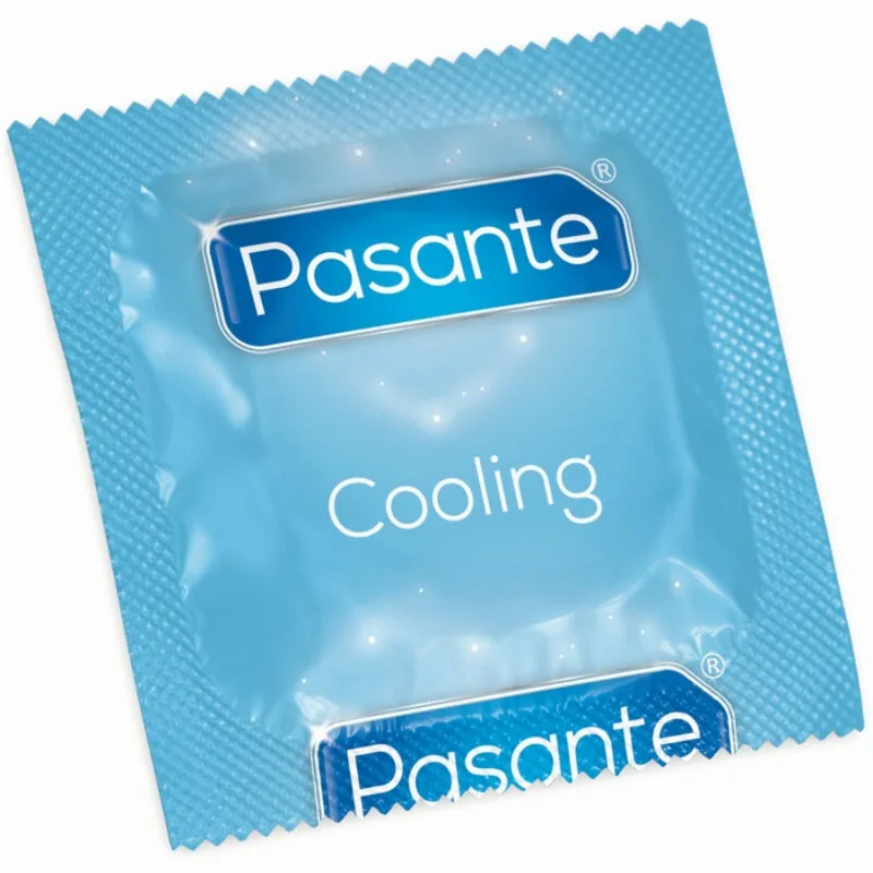 Pasante Cooling Effect Ribbade Kondomer – Storpack med 144 enheter