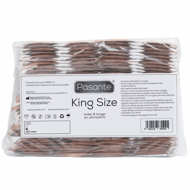 Pasante King Size Condoms – Bulk Pack of 144 Units