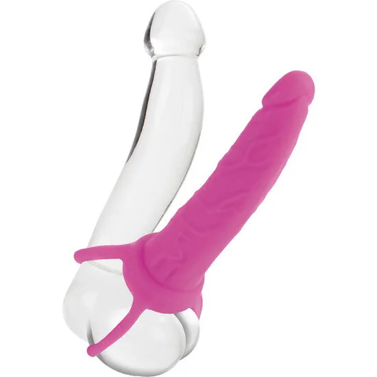 Calexotics Dual Penetrator Penishylsa med Testikelsele – Rosa