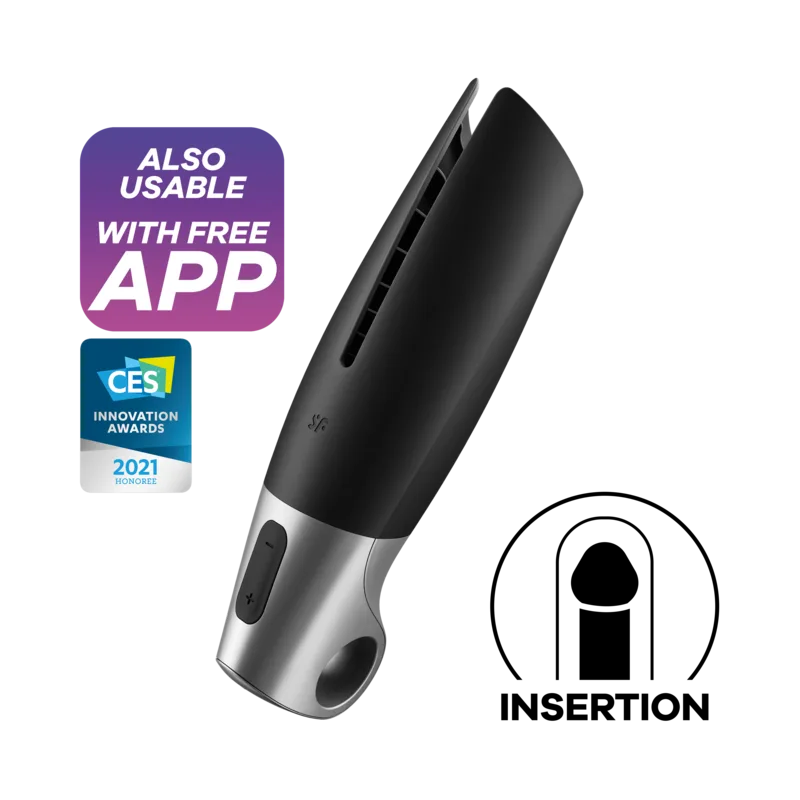 Satisfyer Power Masturbator – App-Controlled Penile Stimulator, Black