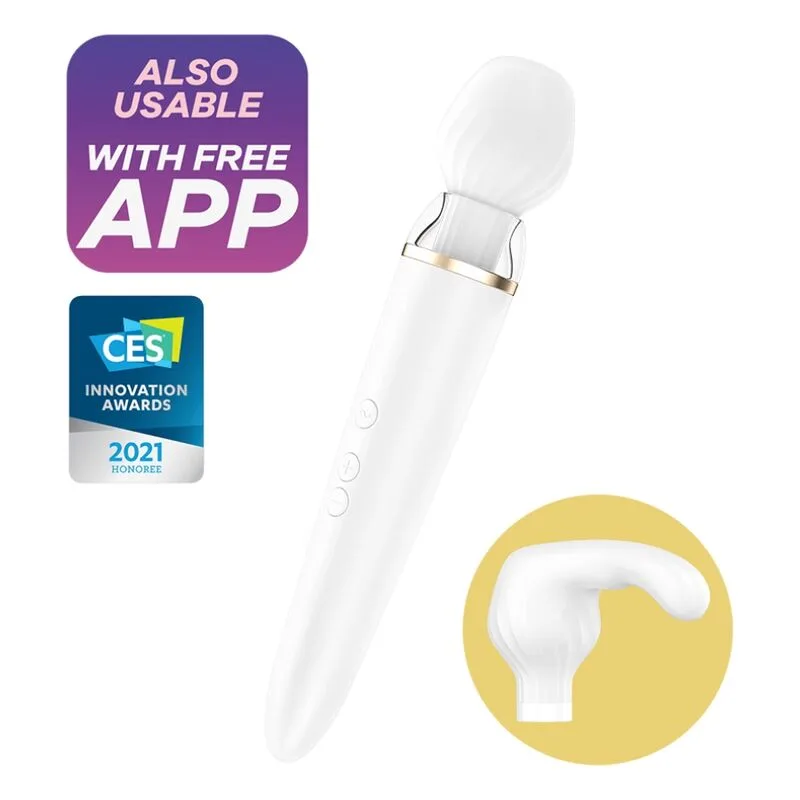 Satisfyer Double Wand-er Appkontrollerad Vibrerande Massager – Vit