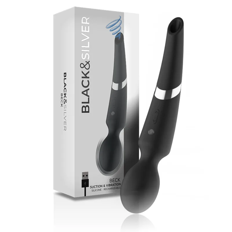 Black&Silver Beck Stavmassager & Sugstimulator 2-i-1 Silikonvibrator