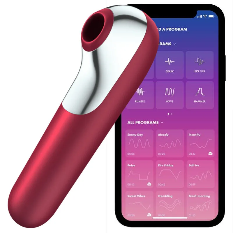 Satisfyer Dual Love Dubbelstimulerande Vibrator och Luftvågsstimulator för Klitoris - Röd