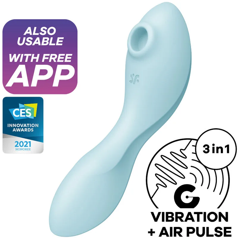 Satisfyer Curvy Trinity 5+ Luftvågsstimulator & Vibrator med App-kontroll – Blå