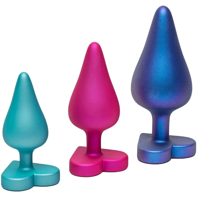 Romp Luster Anal Training Kit – Set of Three Graduated Plugs with Heart-Shaped Base