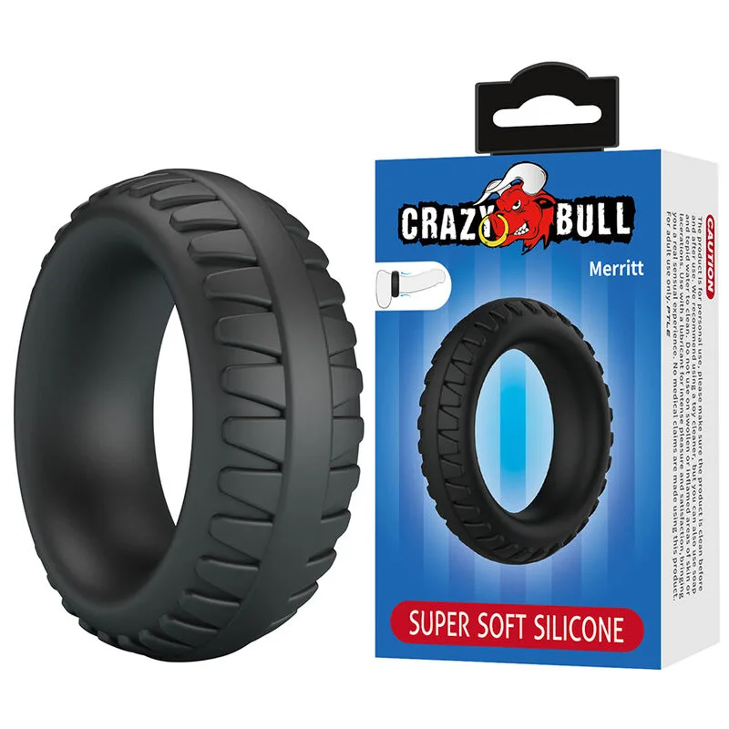 Crazy Bull - Merritt Textured Silicone Penis Ring Black