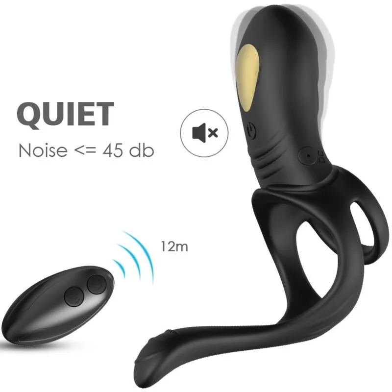 Armony Joy Jumper Vibrating Couples Ring with Anal Plug & Remote Control – Black