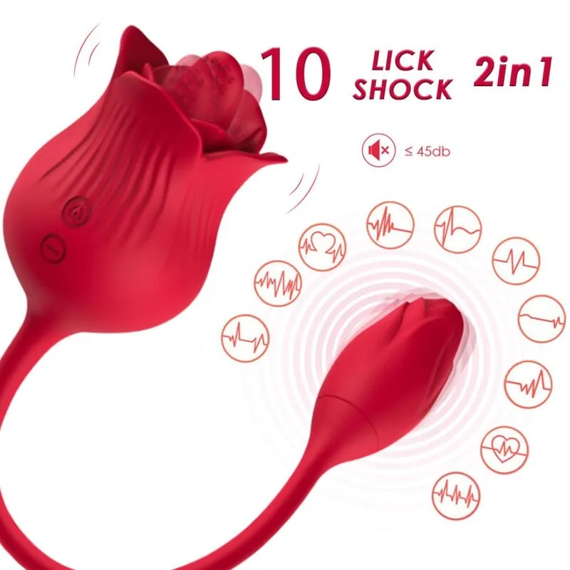 Armony - Clitoral Stimulator Vibrator with Rose Shape and Tail, 10 Vibration & 10 Suction Modes, Red
