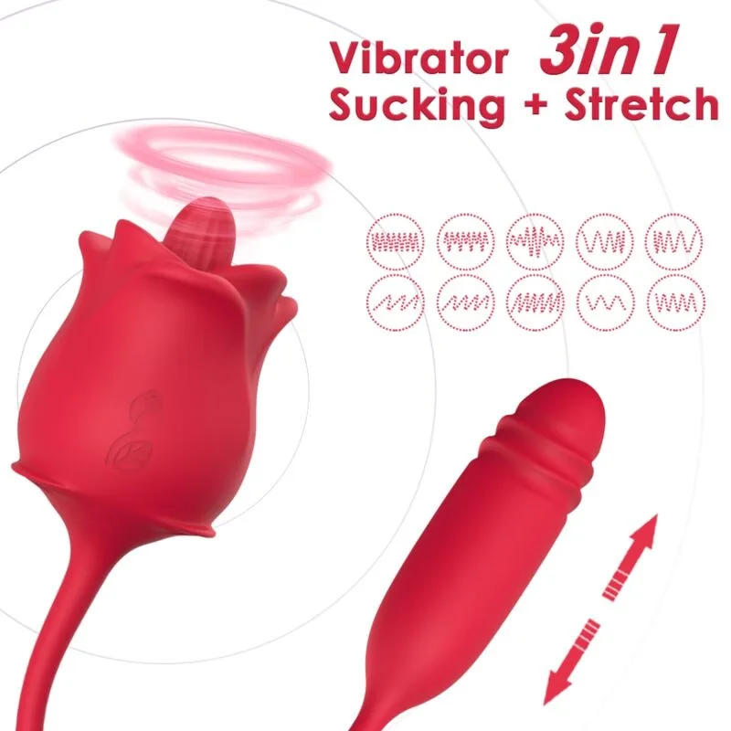 Armony 3-in-1 Clitoral Stimulator with Suction, Vibration & Oscillating Tail – Pink with Red Accent