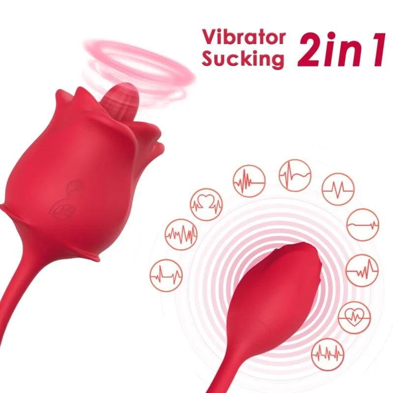 Armony - Pink 2-in-1 Clitoral Suction Stimulator & Vibrator with 10 Modes and Red Tail