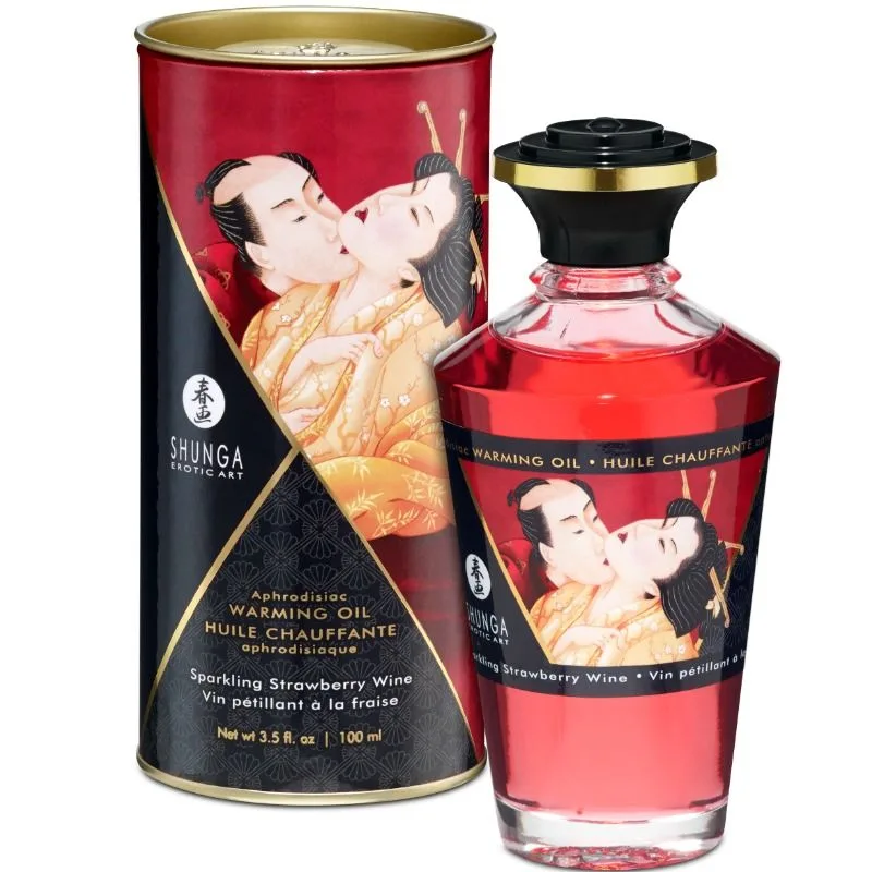 Shunga Strawberries & Cava Warming Sensual Massage Oil 100ml