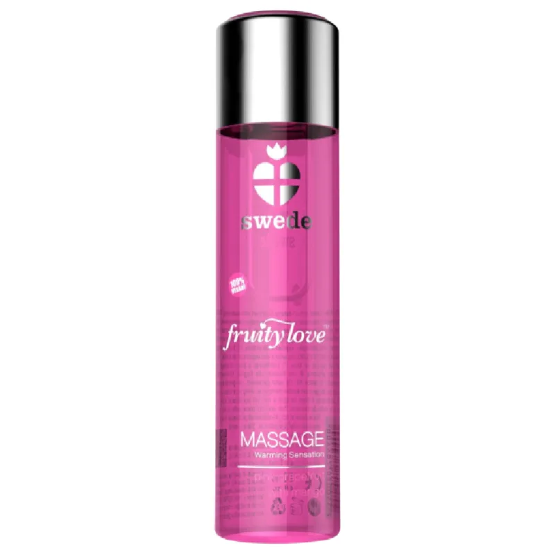 Swede - Fruity Love Warming Effect Massage Oil | Pink Raspberry & Rhubarb Scent | 120 ml
