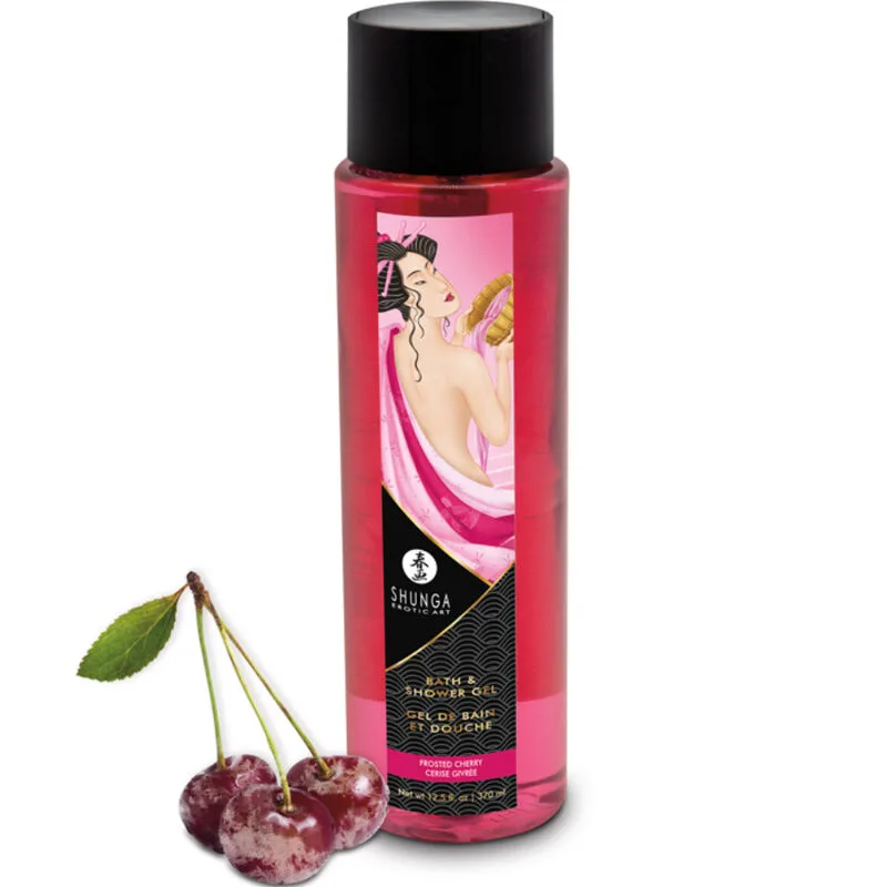 Shunga Frosted Cherry Bad & Duschgel 370 ml – Kyssfärdigt, Hudmjukande Intimrengöring