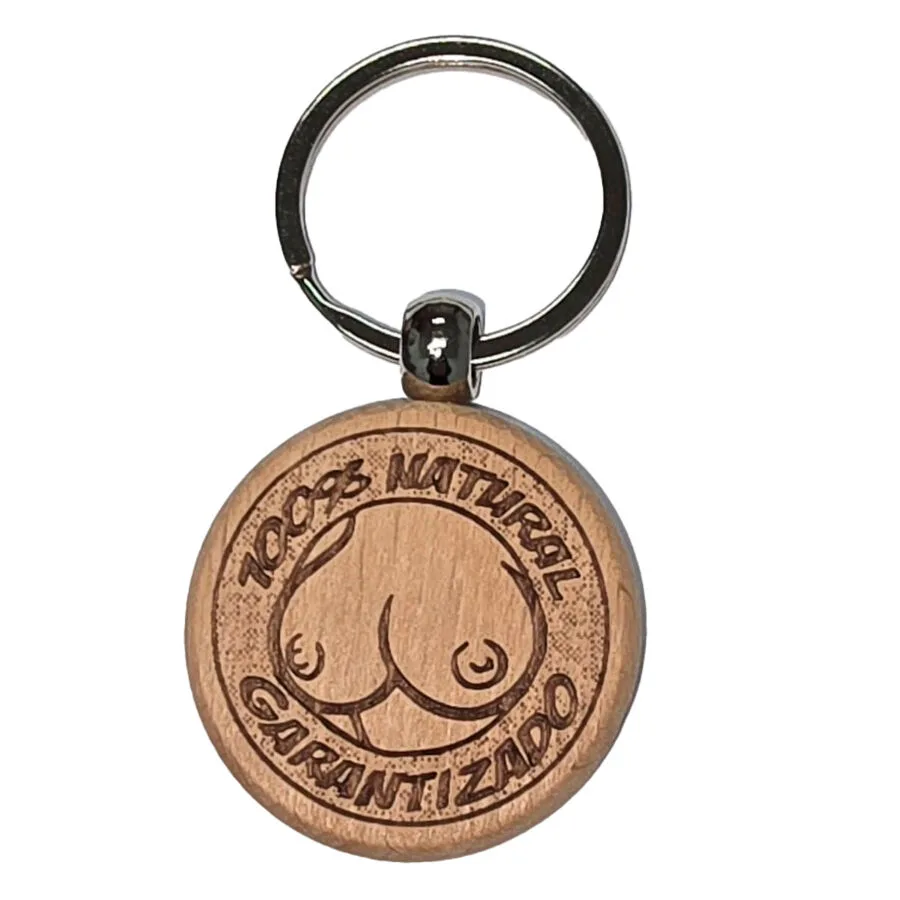 Diablo Picante - Wooden Breast-Shaped Novelty Keychain