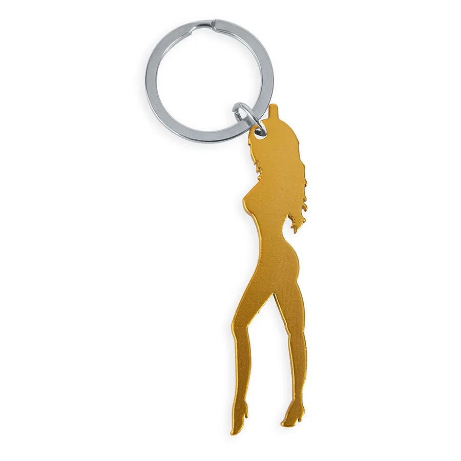 Diablo Picante - Gold Feminine Silhouette Keyring with Integrated Bottle Opener