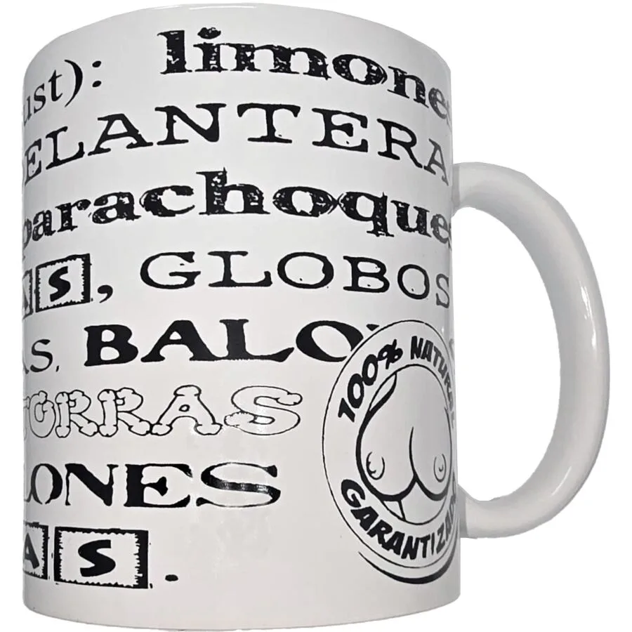 Diablo Picante - White Ceramic Mug with Breast Synonyms 370 ml
