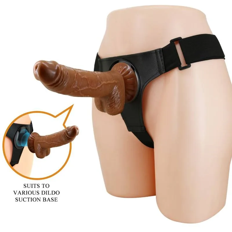 Pretty Love - Harness Briefs Universal Strap-On Harness with Realistic Dildo Michael 20 cm Black