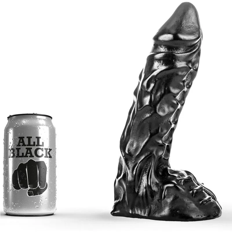 All Black Realistic Veined Dildo 23 cm