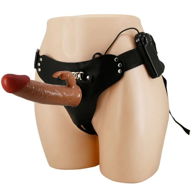 Pretty Love Marion Harness Universal Briefs with Vibrating Dildo 19 cm – Brown