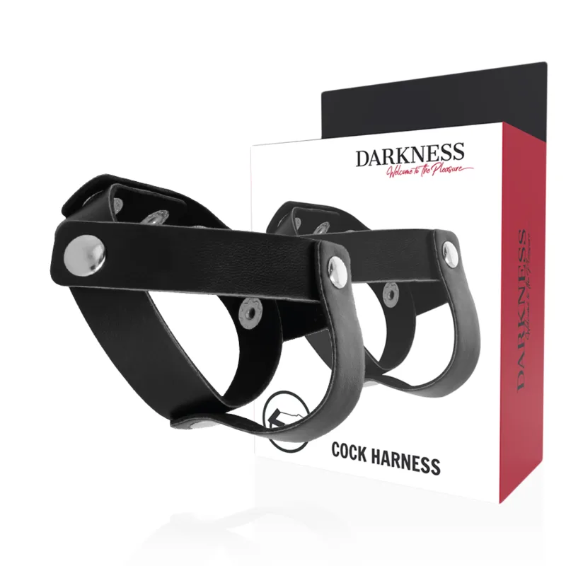 Darkness – Justerbar Läder Penisring och Testikelring