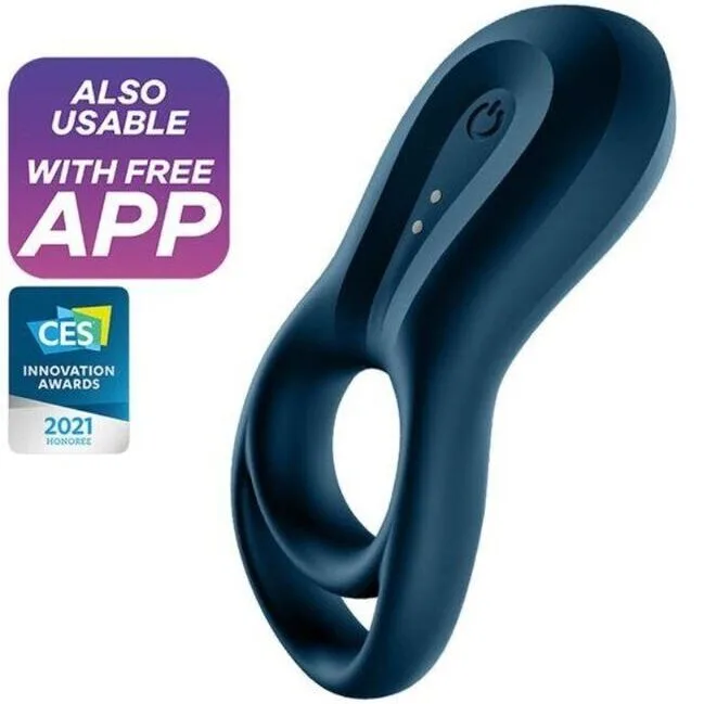 Satisfyer Epic Duo Vibrating Penis Ring with App Control – Blue