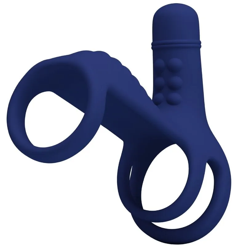 Pretty Love - Elish Vibrating Couples Ring with Extension Sleeve | Blue