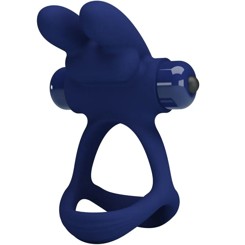 Pretty Love - Francisco Double Vibrating Rabbit Ring - Blue