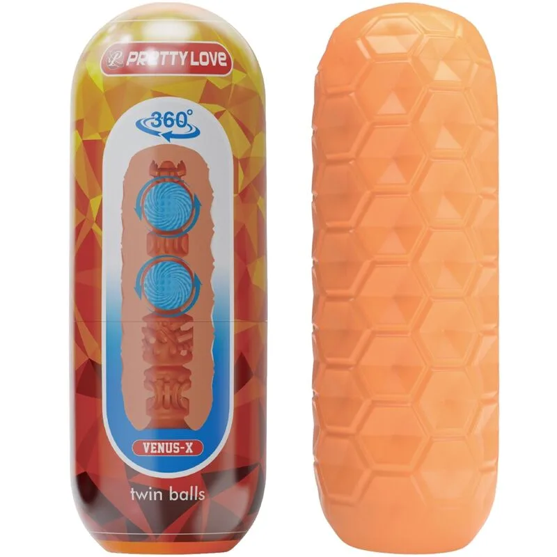 Pretty Love Twin Balls Male Masturbator – Orange (BM-009230NQ)