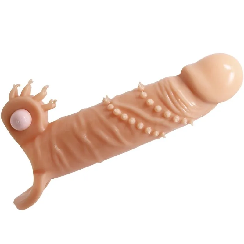 Pretty Love - Connor Vibrating Penis Sleeve with Clitoral Stimulator - Flesh