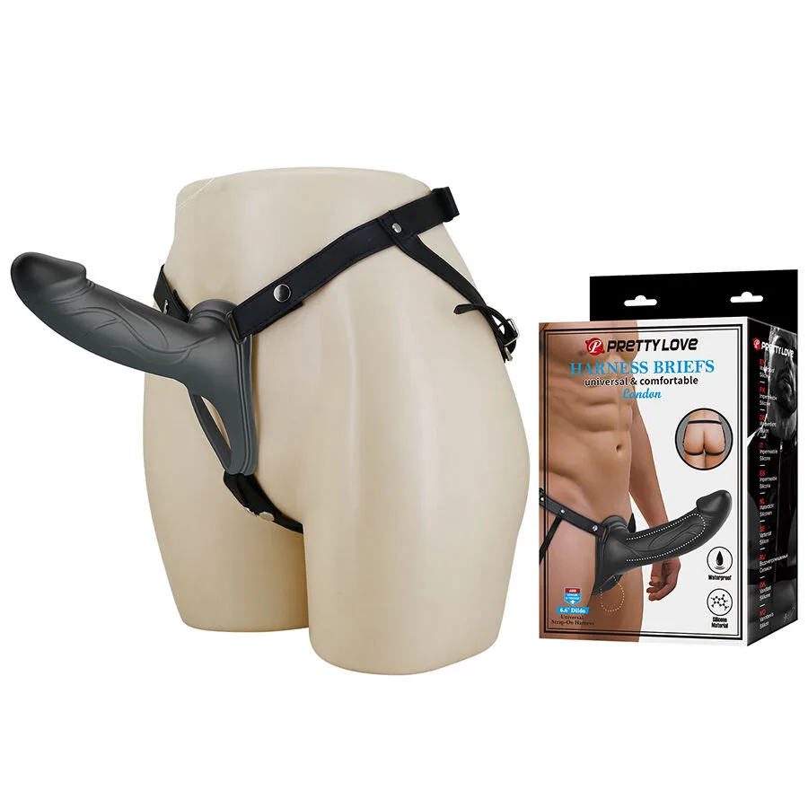 Pretty Love - Landon Black Vibrating Hollow Strap-On Dildo