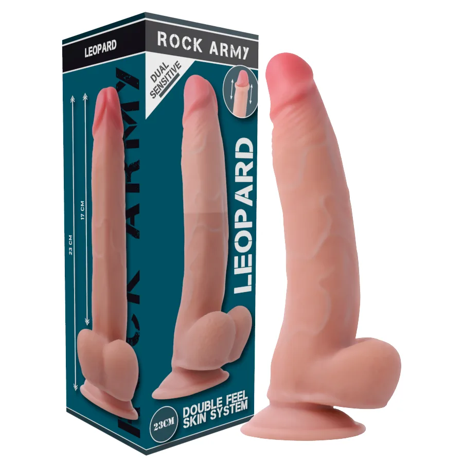 Rockarmy Dual Density Leopard Realistisk Dildo – 23 cm x 4,77 cm