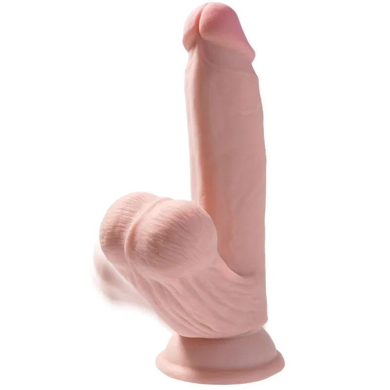 King Cock Plus Triple Density Realistic Dildo with Swinging Testicles - 15.2 cm Insertable Length, Light Skin Tone