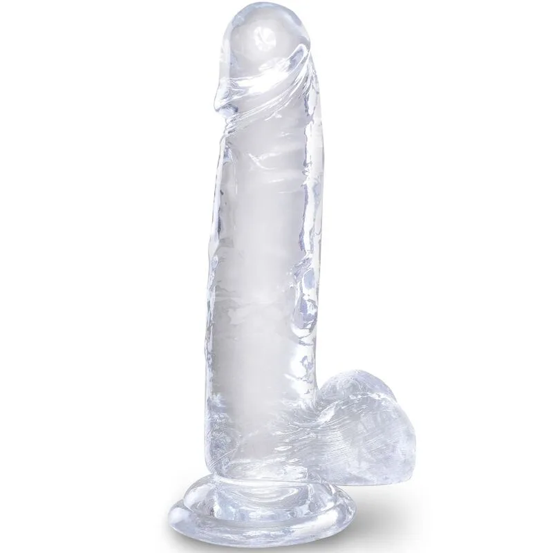King Cock Clear Realistisk Dildo med Testiklar 15,2 cm - Transparent