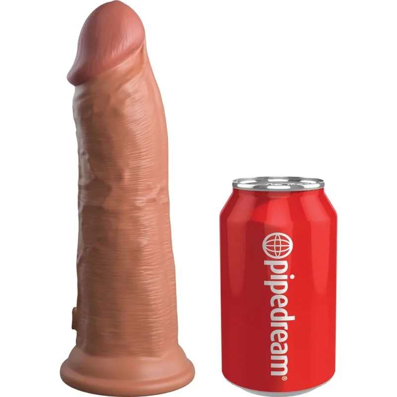 King Cock Elite Realistic Dual-Density Vibrating Silicone Dildo – 20.3 cm Insertable – Caramel