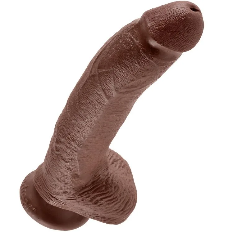 King Cock 9 Inch Realistic Dildo with Balls – Brown, 22.9 cm
