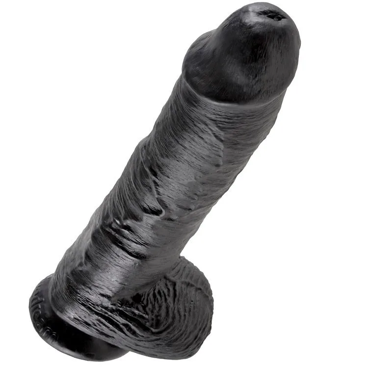 King Cock 10 Inch Realistic Dildo with Balls – Black, 25.4 cm