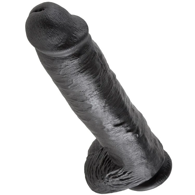 King Cock 11-Inch Realistic Dildo with Testicles – Black, 28 cm