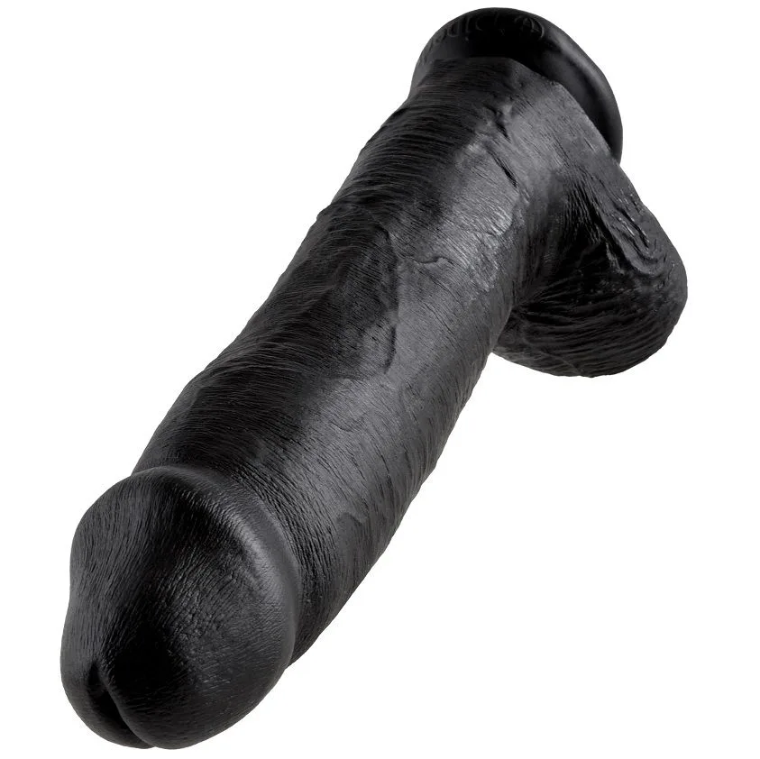 King Cock 12 Inch Realistic Dildo with Balls - Black, 30.48 cm