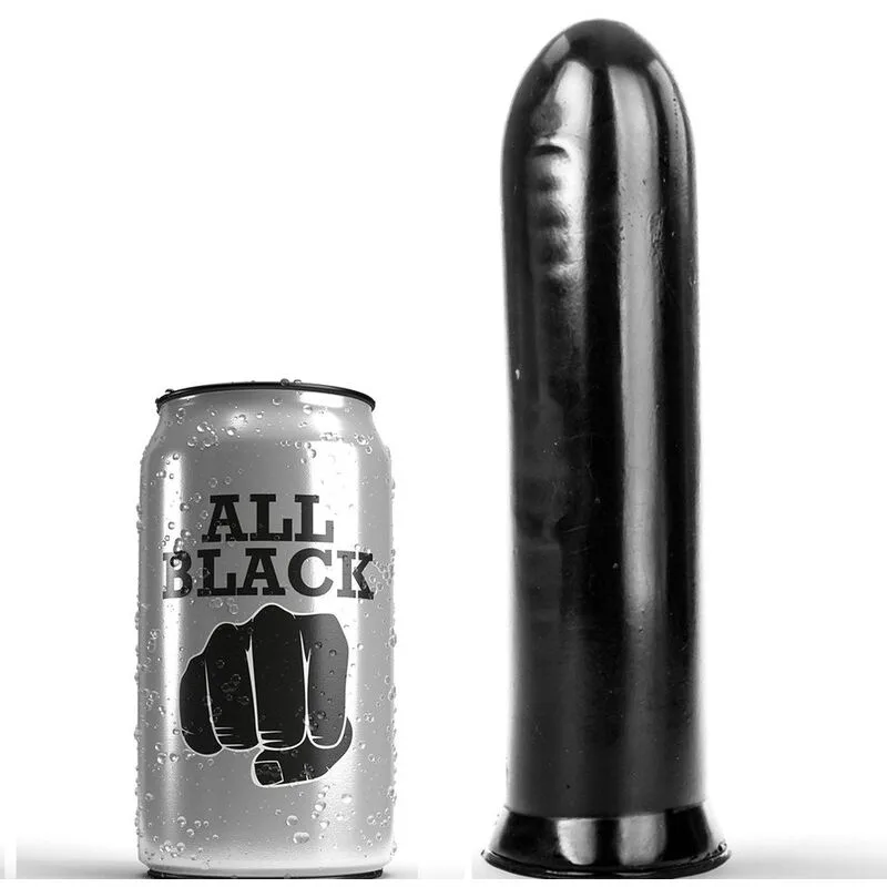 All Black Slät Dildo – 19 cm | Realistisk Kroppssäker Leksak i Svart